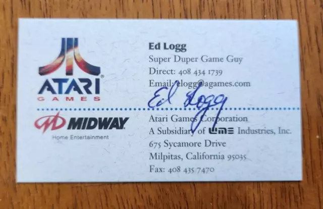 Autographed Ed Logg business card w/loa  ATARI LEGENDARY VIDEO GAME DESIGNER