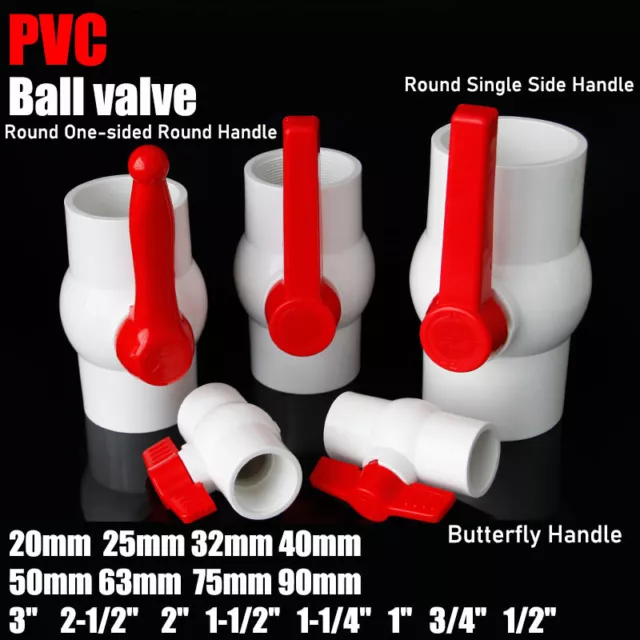 PVC Pipe Fittings 20mm-90mm Ball Valve Socket Solvent Weld / Female Thread White