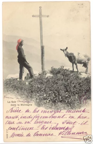Cpa 1900 - Le Soir Dans La Montagne - Chevre, Croix