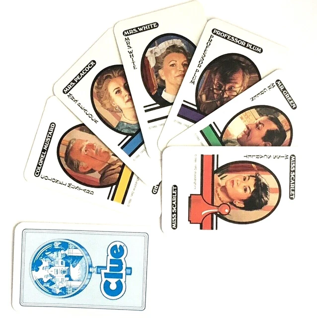 CLUE CARDS COMPLETE Set of 6 Suspects 1992 Board Game Replacement