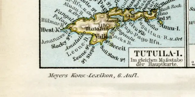 Samoa Inseln historische Landkarte Lithographie ca. 1907 antike Karte Geographie 8