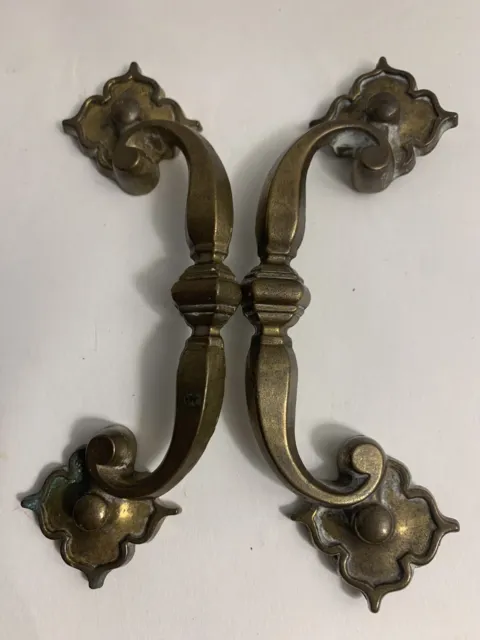 2  MATCHING Antique BRASS / Bronze DRAWER PULLS 3” Centers KBC 1 N3647