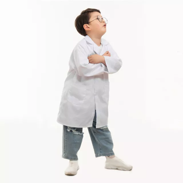 Kids White Lab Coat Doctors Scientist Children Fancy Dress Costume Girls Boys AU 3