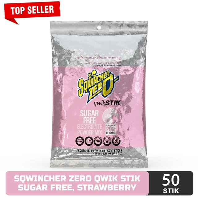 Sqwincher Zero Qwik Stik Sugar Free, Strawberry Lemonade, .11 0z,50 Stik