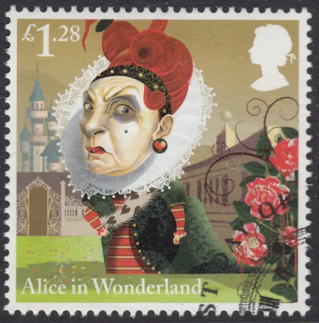 Alice in Wonderland - The Queen of Hearts illustrated on 2015 fine used GB stamp