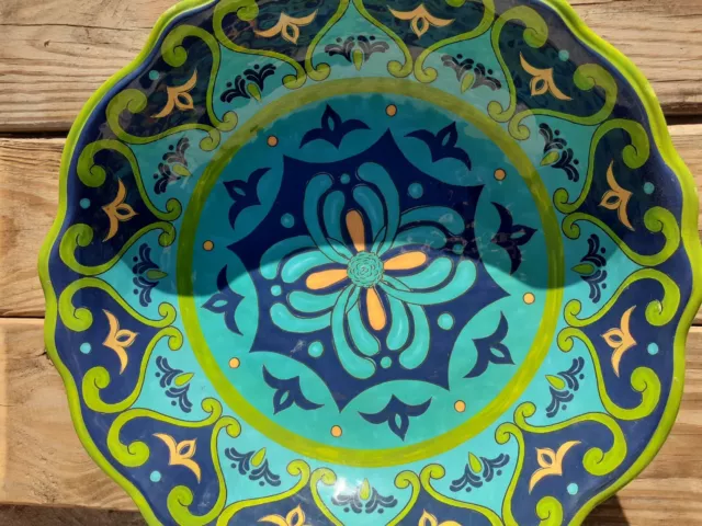 Melamine Serving Bowl Chip n Dip Platter Cocinaware  Fiesta Blues 13.5 In