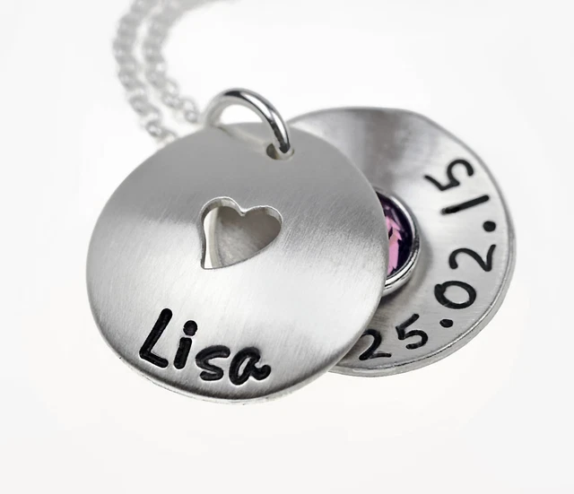 Medaillon Kette mit Gravur, Taufkette mit Namen, Taufschmuck silber, Namenskette