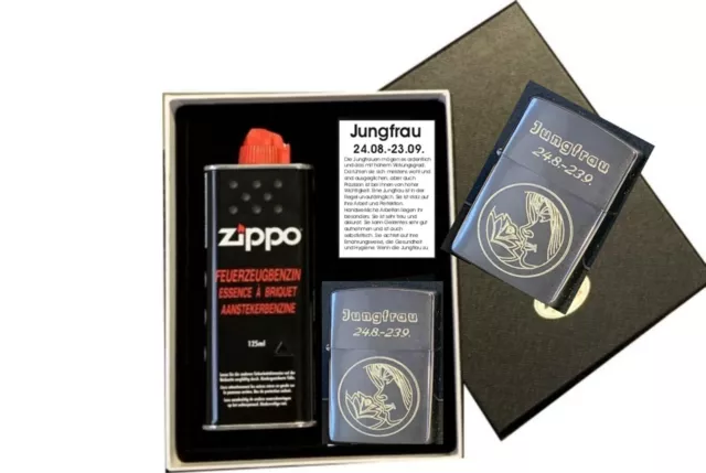 Zippo Vierge Signe Du Zodiaque + Demande Gravure + avec ou Sans Set Cadeau