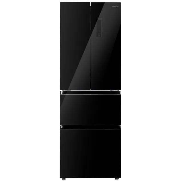 electriQ 320 Litre French Style American Fridge Freezer - Black Glass eiQ60FDFF