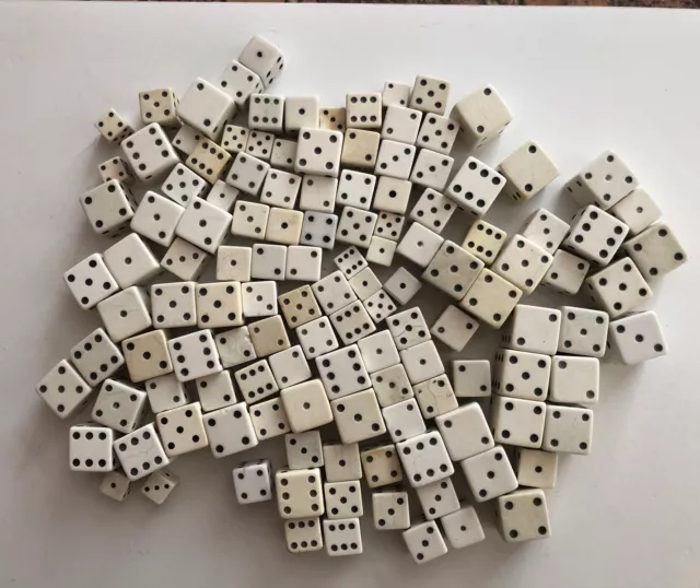 Collection Of Over 125 White Dice ( 3/8”-5/8”)