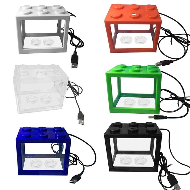 Betta Fish Fighting Cylinder Aquarium with LED Lamp Light Desktop Breeding for T