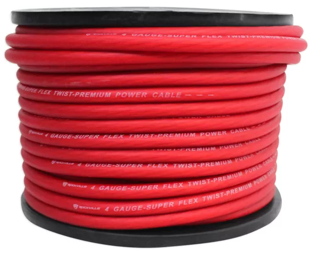 Rockville R4G150R 4 AWG Gauge 150 Feet Red Amp Power Wire Spool 2