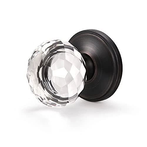 NIZADO -Passage Diamond Crystal Door Knob Oil Rubbed Bronze Round Rosette1 Pa...