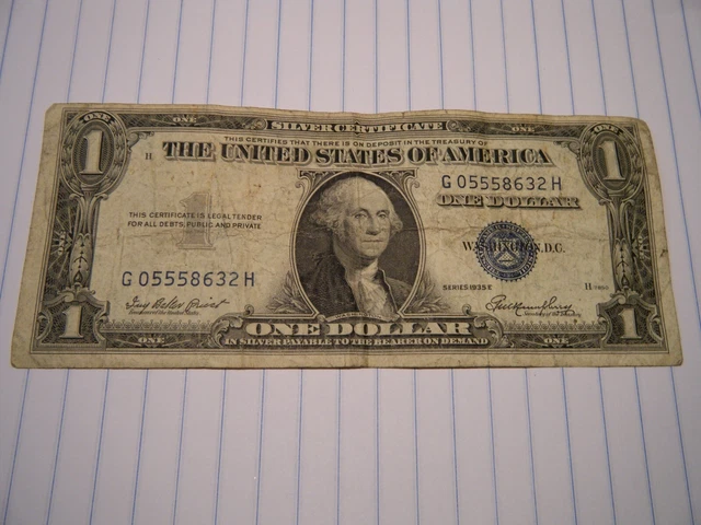 Series 1935 E Blue Seal One Dollar Silver Certificate Star Note serial 05558632