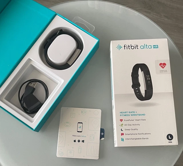 Fitbit Alta HR Activity Tracker, Black, Large, adjustable with charger - PERFECT