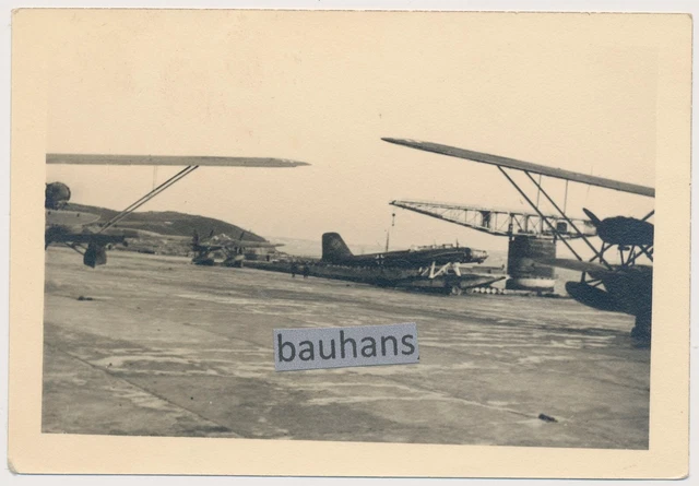 FOTO NORWEGEN WASSERFLUGZEUG Flugboot mit Heinkel He 115, Kran, 2.WK ...