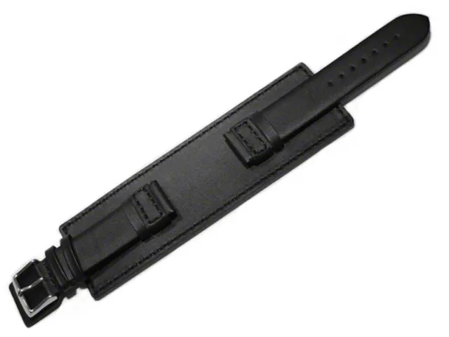 Bracelet montre en veau avec plaque américaine noir 18mm 20mm 22mm 24mm NEUF