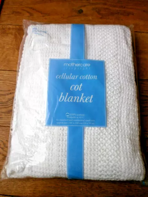 Mothercare white cotton cot blanket 100 x 150cm BNIP