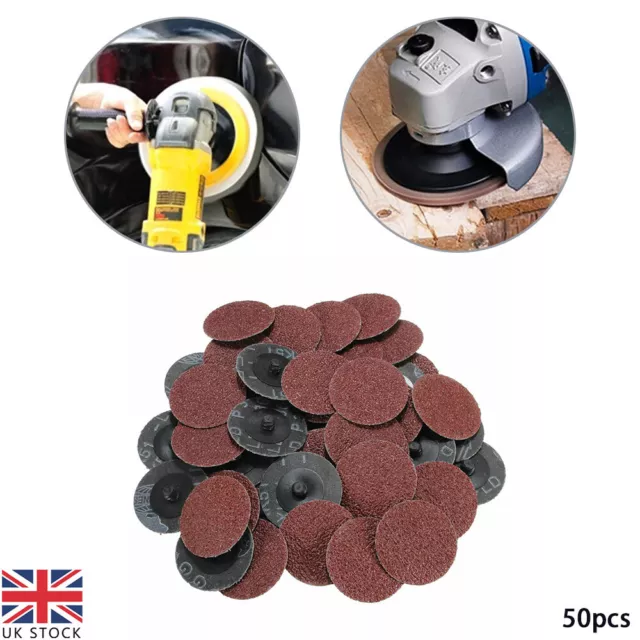 50pcs 36 Grit R Roloc Type Sanding Discs 2'' 50mm Abrasive Sandpaper Roll Lock