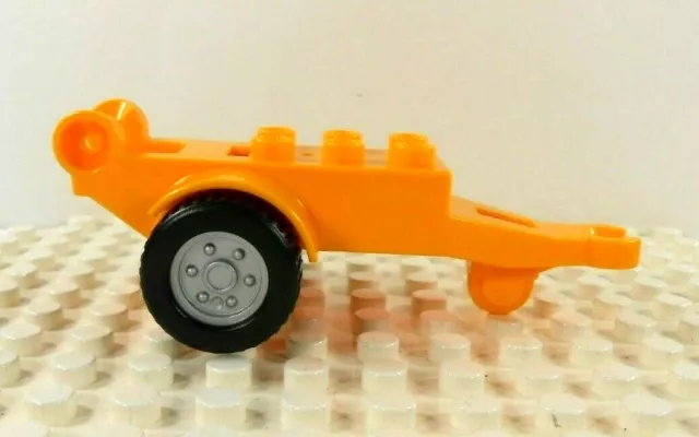 Lego Duplo Item Car Trailer (lg) 2x3 2 wheel canary/sliver w/ front rest