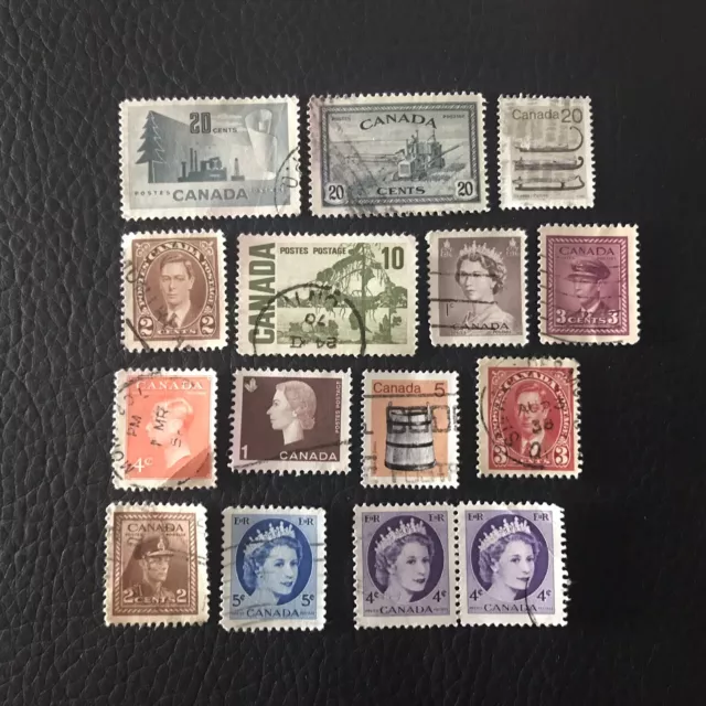 Lot de 15 timbres anciens du Canada années diverses - RARE Stamps - P86