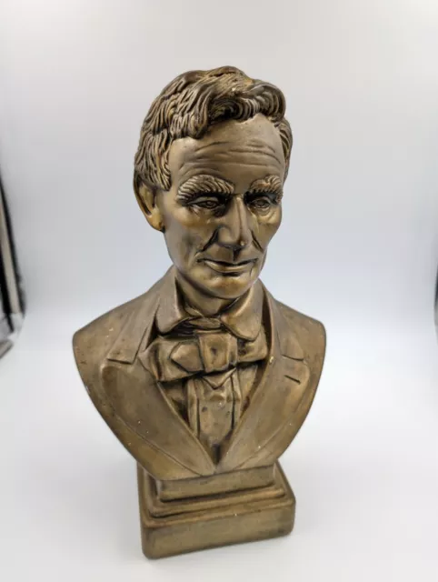 Ceramic Bronze Color Abraham Lincoln Bust Statue 12 3/4" Tall x 5" wide