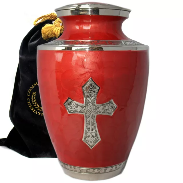 Glory to God Red Cross Cremation Urn, Cremation Urns Adult, Urns for Human Ashes