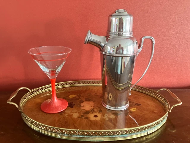 Art Deco Silver Plate Cocktail Shaker Mixer by Adie Brothers. c1930