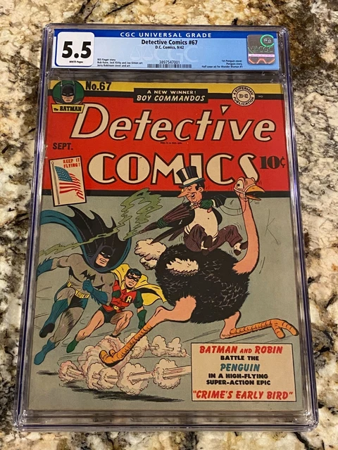 Detective Comics #67 Cgc 5.5 Rare White Pgs 1St Penguin Cover Batman Villain Hot