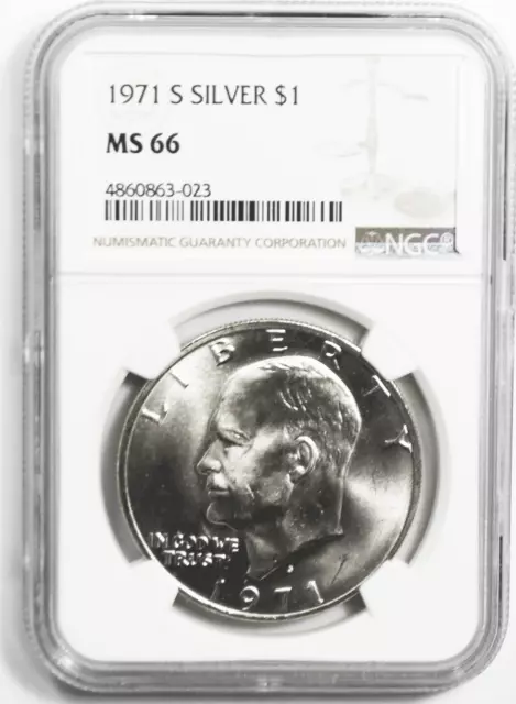 1971 S $1 Eisenhower Silver Dollar MS66 NGC Uncirculated San Francisco