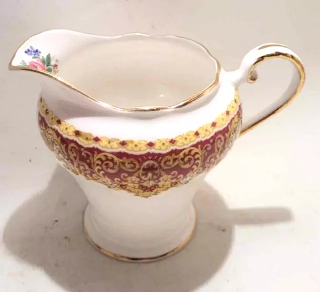 Vintage Aynsley English China Red & Gold Floral Milk Jug Creamer Afternoon Tea