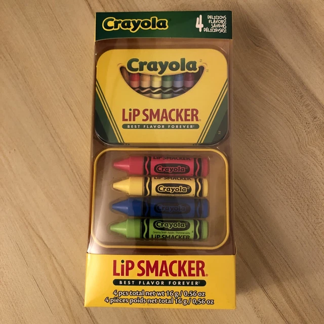 Lip Smacker Crayola Lip Balm in Tin, 4 Piece With Collector Tin. BRAND NEW MINT!