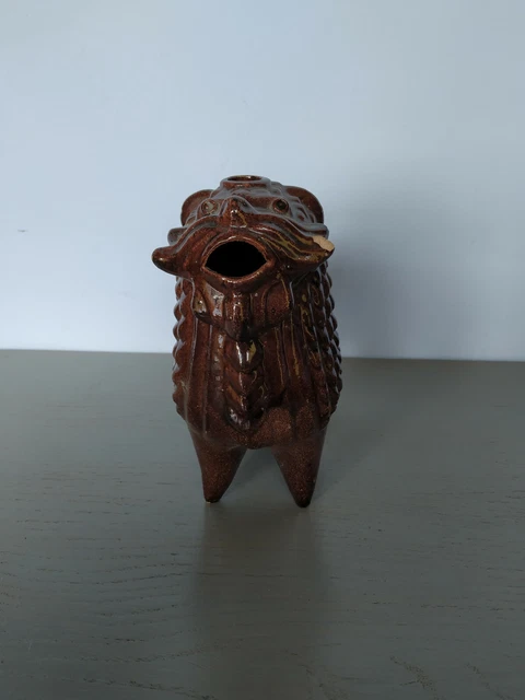 Vintage handgefertigte Keramik Glasur Figur Löwe 60er Jahre Volk Keramik 3