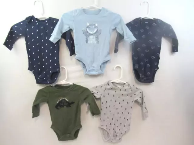 Lot of 5 Carters One Piece Long Sleeved Multicolor Boys Infant Baby Size 6 Mos