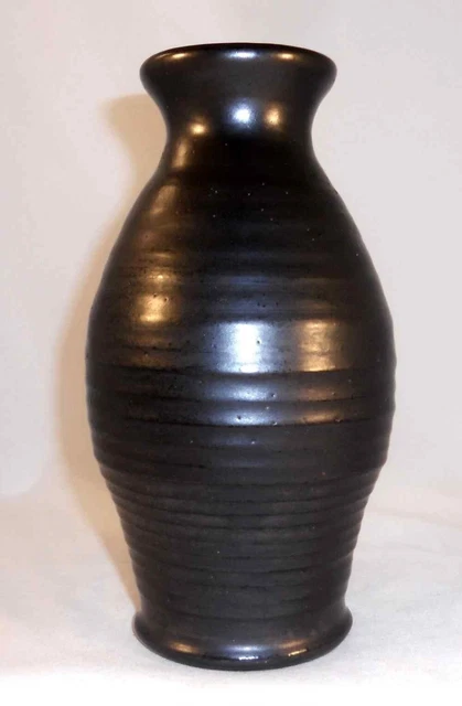 Vintage Glazed Wheel Thrown Black Redware Tall Vase By James C Seagreaves Vintage Glazed Wheel Thrown Black Redware Tall Vase By James C Seagreaves