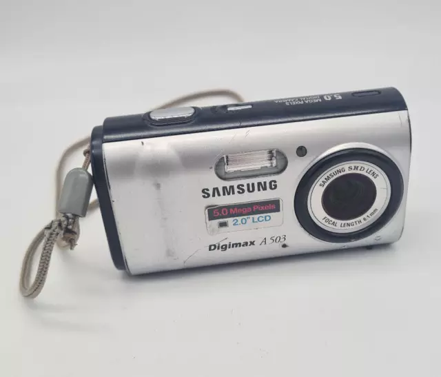 Samsung Digimax A503 5.0MP Compact Digital Camera Silver Tested Working
