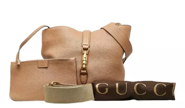 Super rare Gucci New Jackie diagonal shoulder bag beige leather women GUCCI