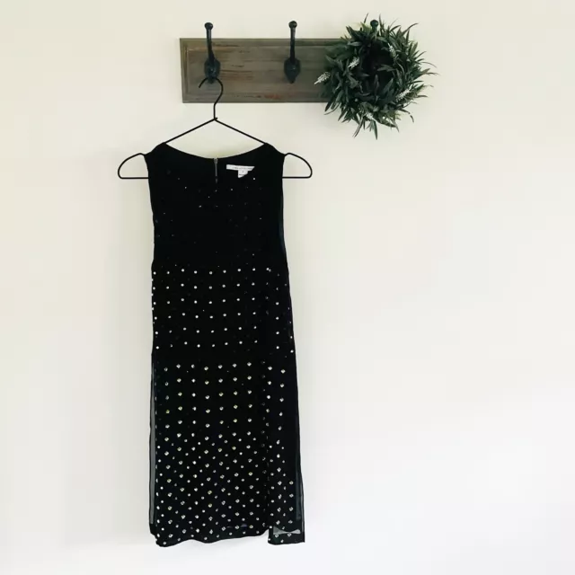 Diane Von Furstenberg Black Rhinestone Silk Ella Dress 6