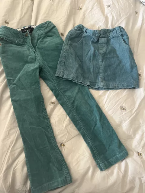 teal cord skirt and trousers bundle mini boden and jojo maman bebe 4-5