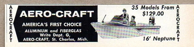 1960 Print Ad Aero-Craft 16' Neptune Boats St Charles,MI