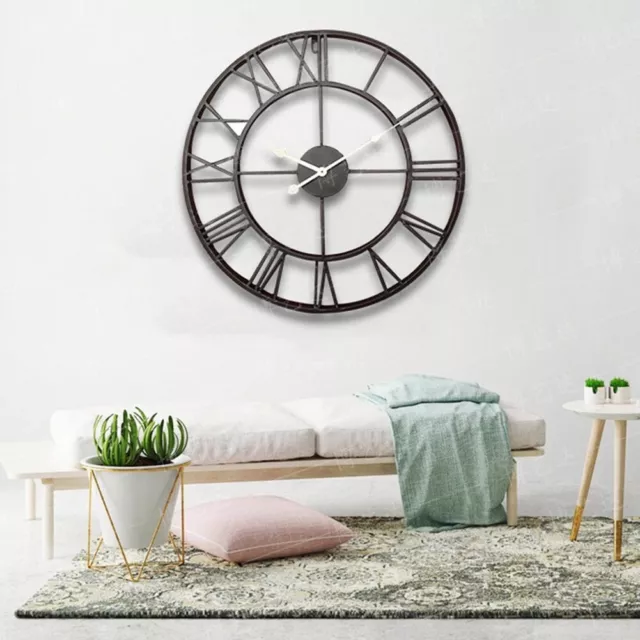 Horloge murale simple et élégante en fer forgé pour salon mouvement silencieu