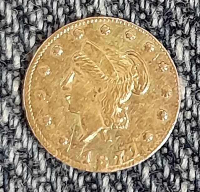 1871 Cal Gold 1/4 Dollar Fractional Gold Coin