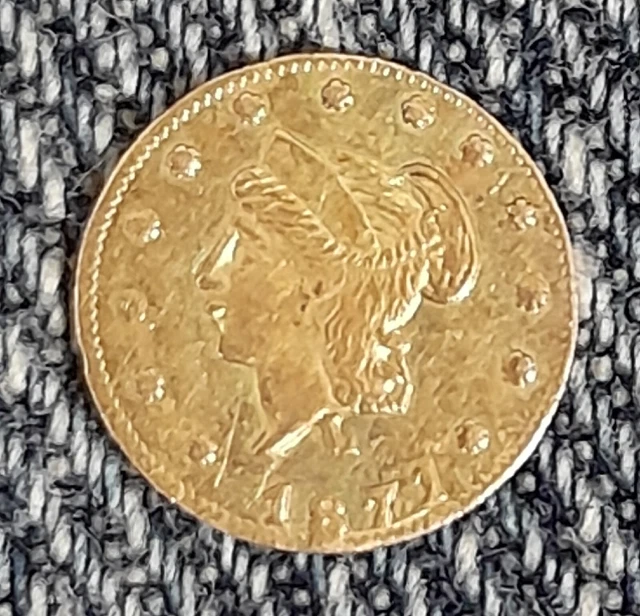 1871 Cal Gold 1/4 Dollar Fractional Gold Coin