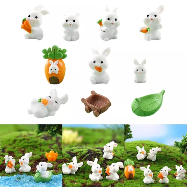 10 figurines de lapin de ferme simul��es ornements de lapin en r��sine pour mini