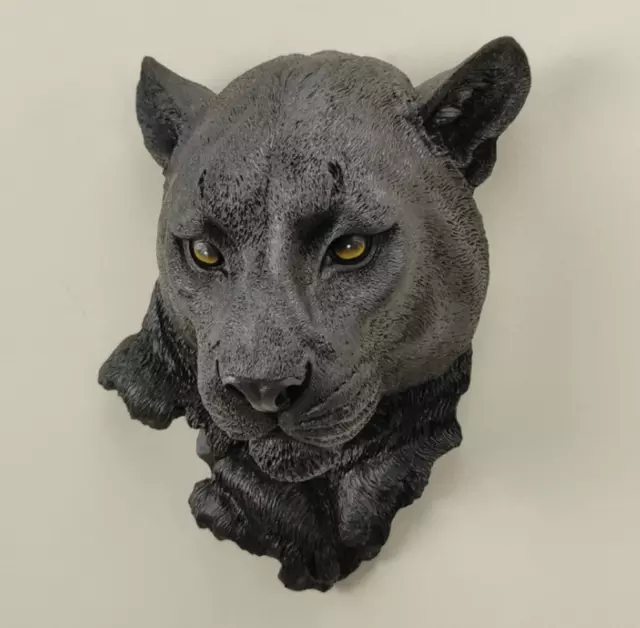 Black Panther Head Wall Sculpture, 9 inches 22 cm, Puma Head Wall Decor 2