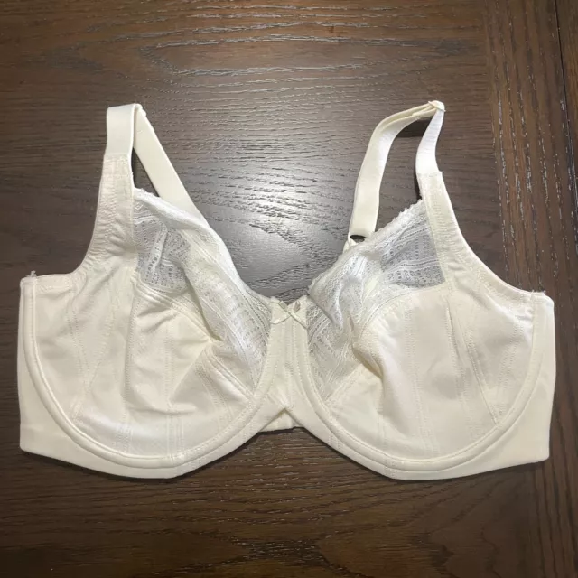 Lilyette Minimizer Bra 40D Ivory Back Smoothing Satin Underwire Adjustable 0434