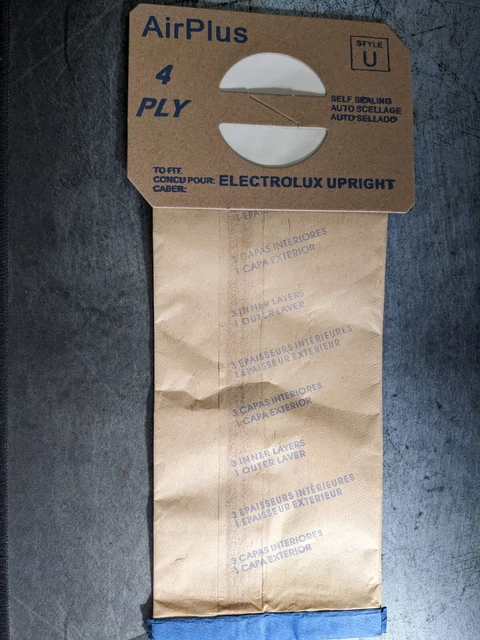24 AirPlus branded, 4 Ply, Electrolux Upright vacuum cleaner bags, Style:U