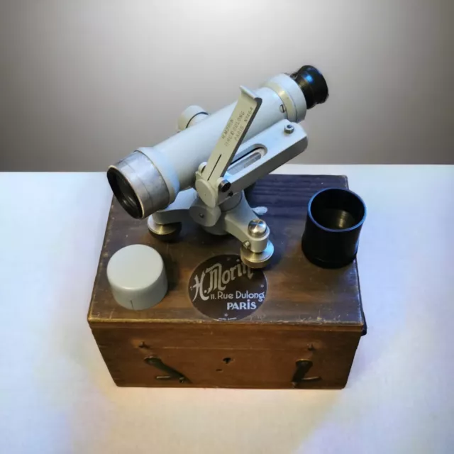 Ancien Coffret niveau de Géométre Theodolite H. Morin Paris Complet Outil Boîte