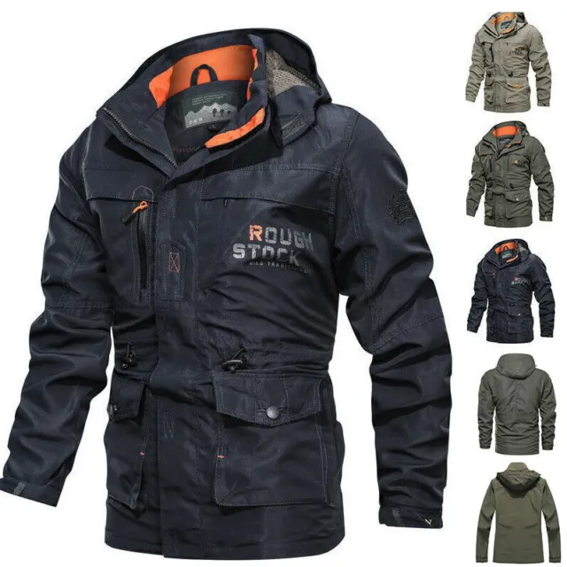 Mens Military Jacket Winter Warm Waterproof Hooded Combat Outdoor Tactical Coat