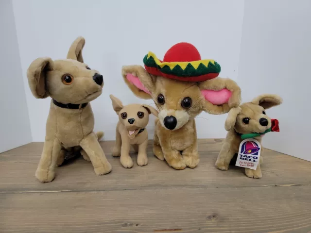 Taco Bell Talking Chihuahua Plush Dogs set of 4 collectibles